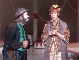 Famous circus tramp clown Weary Willy (Emmett Kelly Sr) presents Carol's washer woman with a flower - The Carol Burnett Show - Emmett Kelly and the Jackson 5