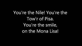 You're the Top is a Cole Porter song from the 1934 musical Anything Goes. It's about a man and a woman who take turns complimenting each other. The lyrics are notable because they offer a snapshot as to what was highly prized in the mid-1930s