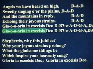 Song lyrics to Angels we have heard on high, translated from a tra­di­tion­al French car­ol (Les Anges dans Nos Cam­pagnes); trans­lat­ed from French to Eng­lish by James Chad­wick (1862)