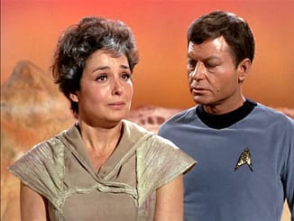 Nancy Crater and Dr. McCoy ('Bones') in The Man Trap - Star Trek season 1