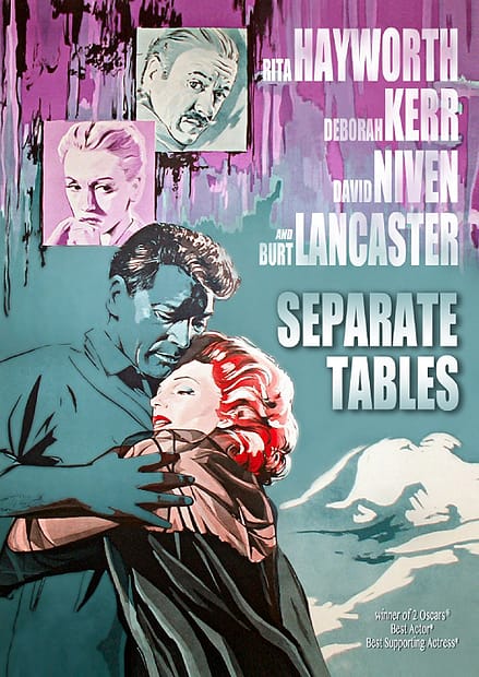 Separate Tables (1958) starring Rita Hayworth, Deborah Kerr, David Niven, Burt Lancaster, Wendy Hiller