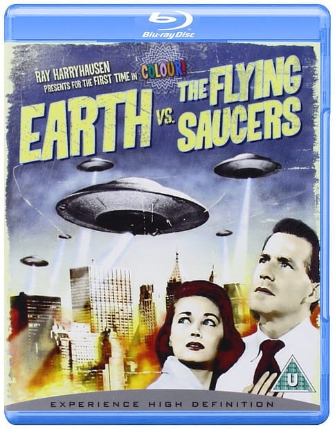 Earth vs. the Flying Saucers (1956), starring Hugh Marlow, Joan Taylor , special effects by Ray Harryhausen