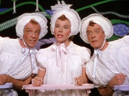 The manic trio "Triplets" (with Fred Astaire, Nanette Fabray, and Jack Buchanan in matching baby outfits