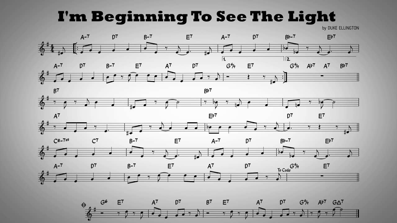 Song lyrics to I'm Beginning to See the Light (1944)